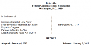 FCC Report and Order on the Economic Impact of LPFM