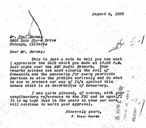 Letter from J. Edgar Hoover to Paul Harvey