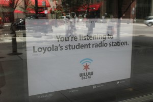 WLUW Sign Outside Loyola University Building (Photo: J. Waits)