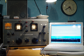 A Hammarlund HQ-150 receiver plugged into a PC for Radiogram reception.