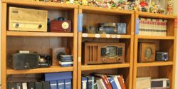 vintage radios and toys in high school radio station WLTL's classroom. Photo: J. Waits