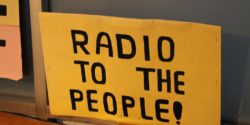 Radio to the People sign at LPFM hopeful San Francisco Community Radio. Photo: J. Waits