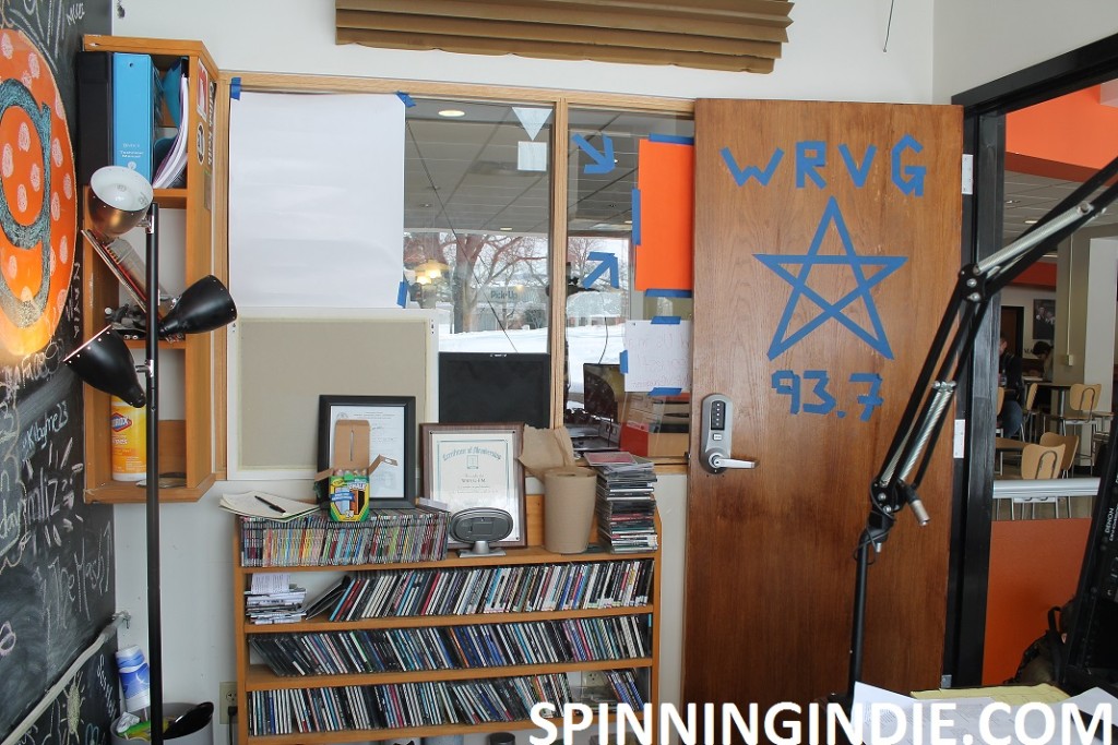 WRVG studio with CDs