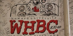 anniversary banner at college radio station WHBC