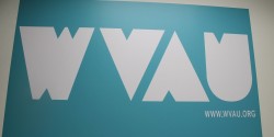 sign at college radio station WVAU