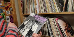 Looking through the vinyl library at college radio station KRLX. Photo: J. Waits