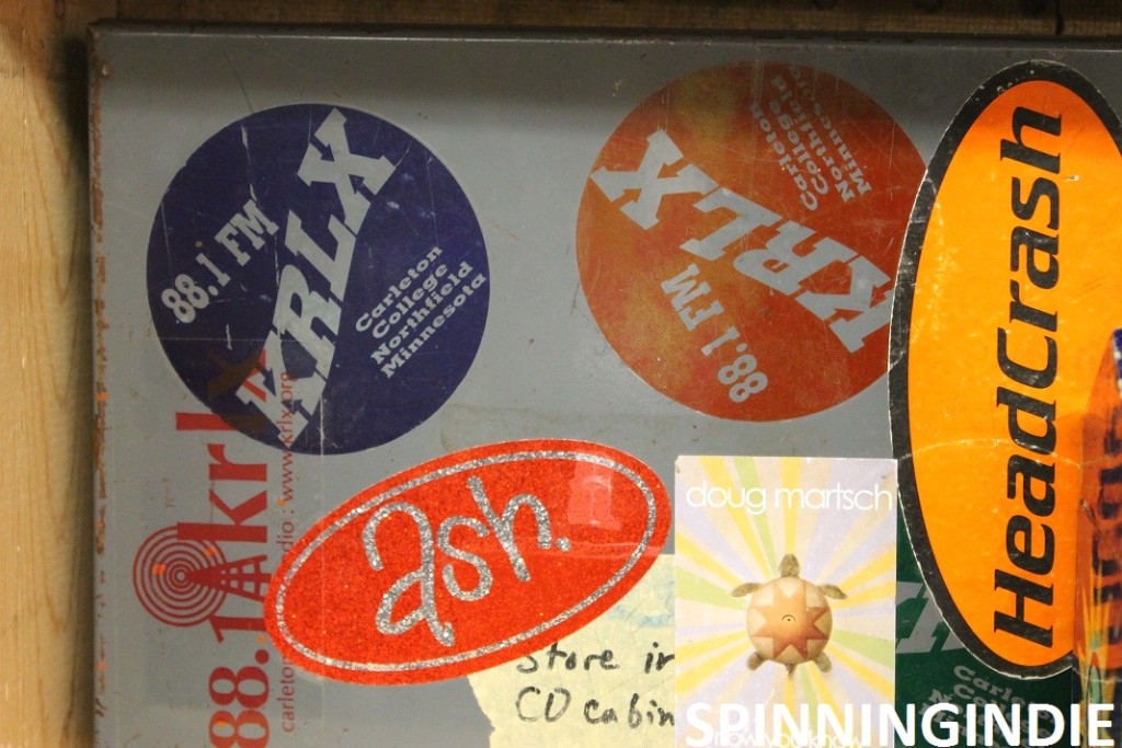 KRLX stickers at the radio station