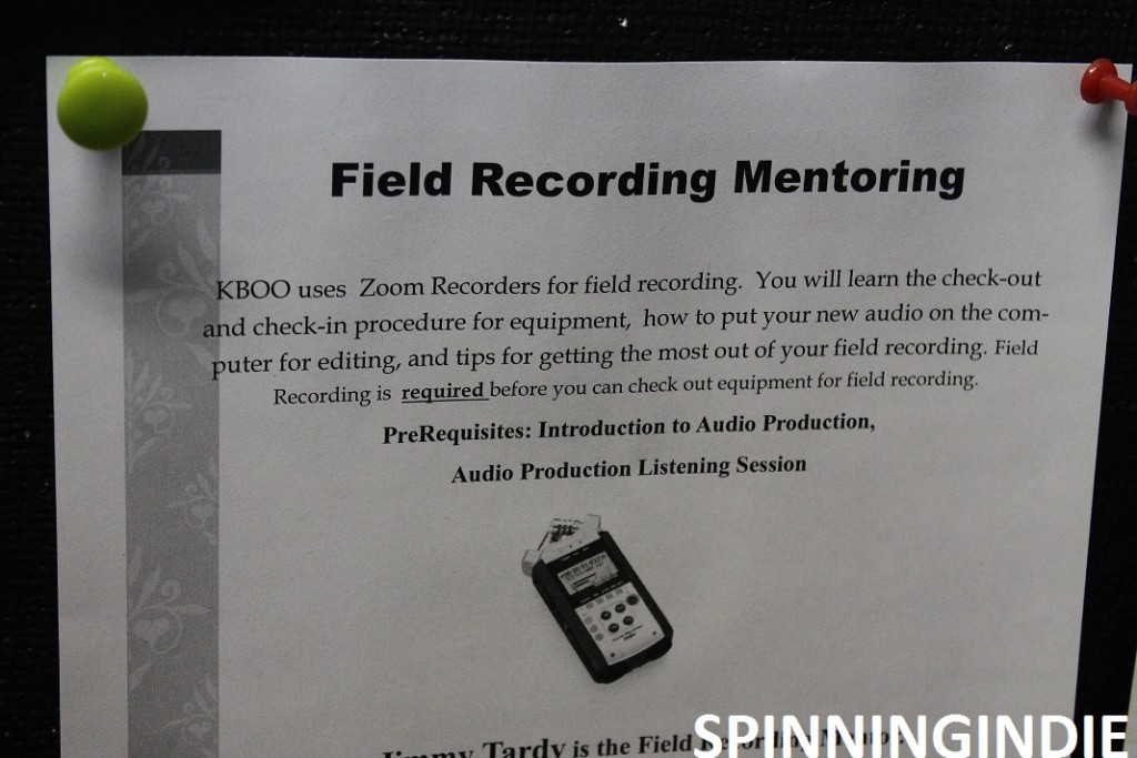 Sign up sheet for KBOO Field Recording Mentoring Class. Photo: J. Waits