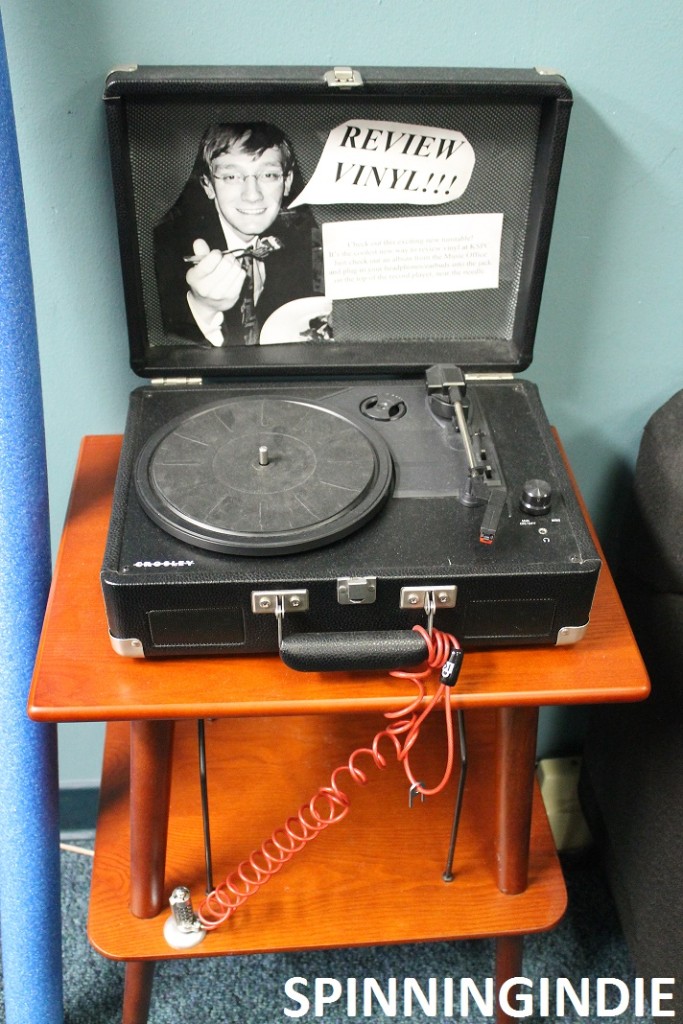 Turntable in KSPC lobby for reviewing vinyl. Photo: J. Waits