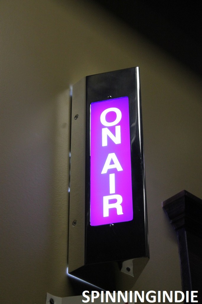 On-air sign at XRAY.fm. Photo: J. Waits