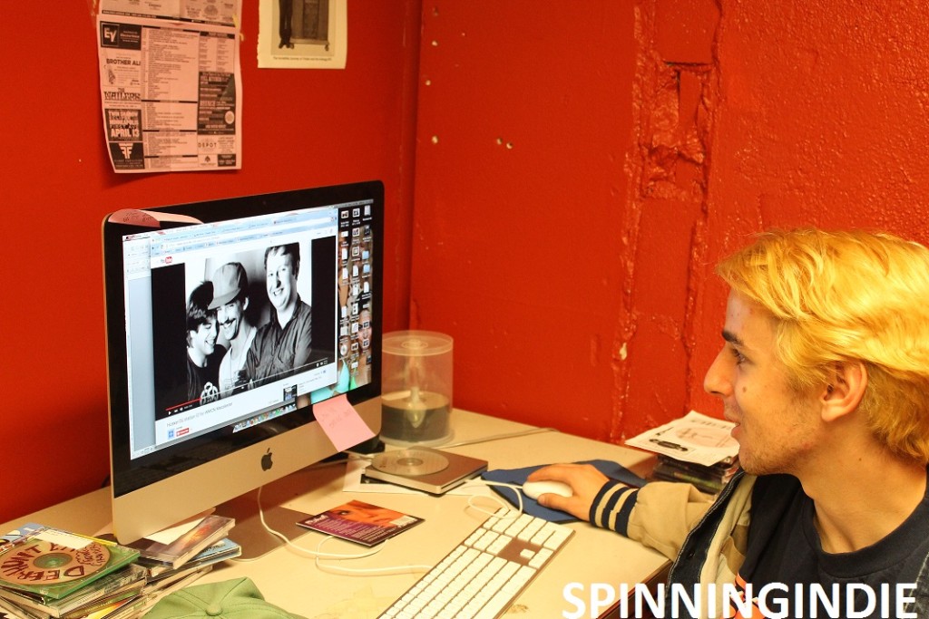 Alex Edelman in WMCN office. Photo: J. Waits