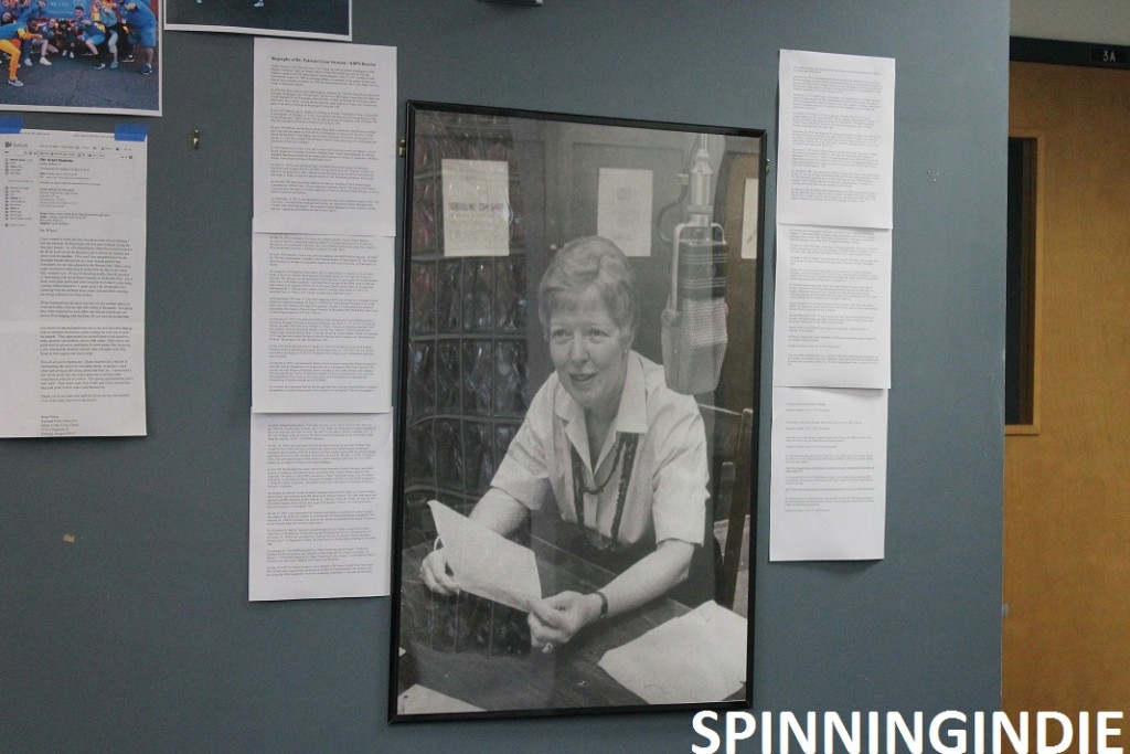 KBPS history and Patricia Swenson photo on wall of station. Photo: J. Waits