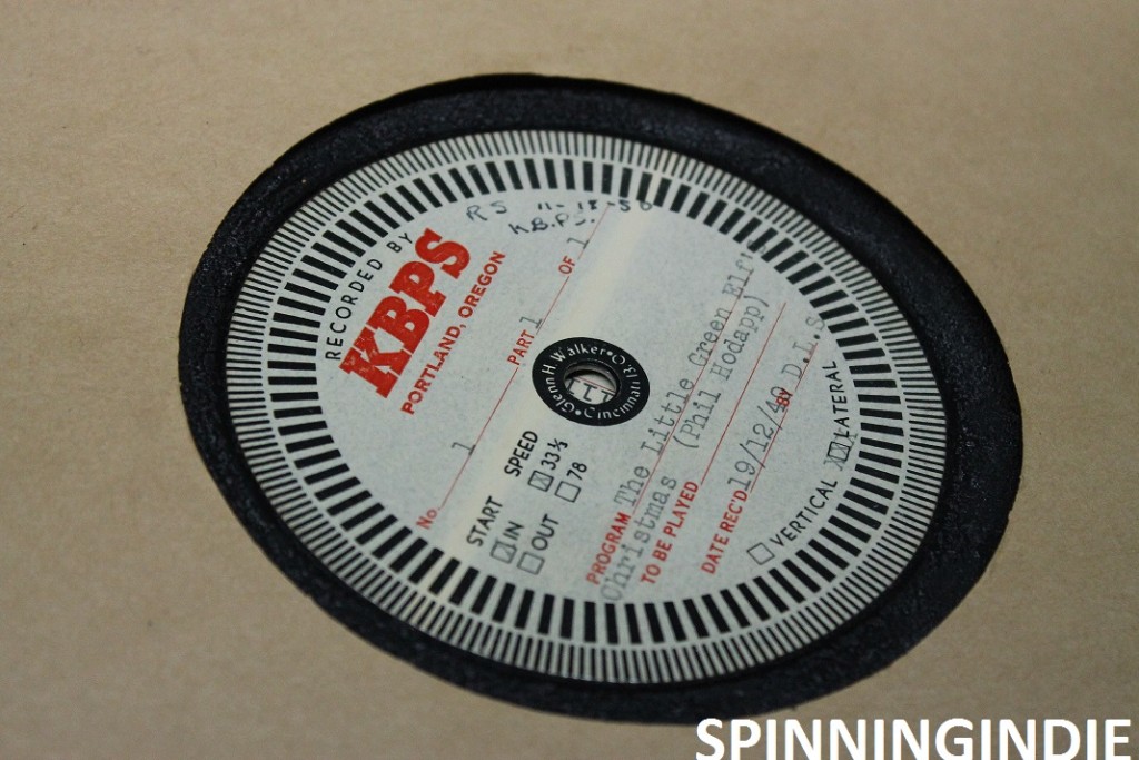 Transcription disc containing KBPS-AM programming from 1949. Photo: J. Waits