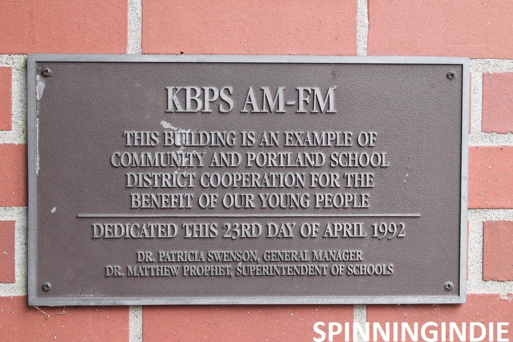 Plaque at high school radio station KBPS-AM. Photo: J. Waits