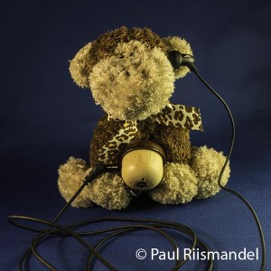stuffed monkey with acorn radio