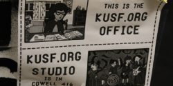 Sign at college radio station KUSF.org. This is the KUSF.org office. Photo: J Waits