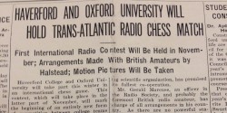 1924 article about Haverford College radio station WABQ's chess match