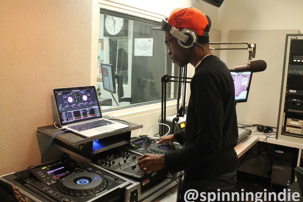 DJ in a production studio at college radio station WBCR. Photo: J. Waits