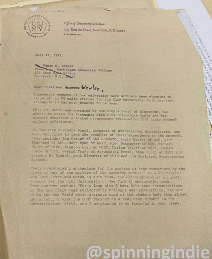 1971 letter spotted at WHCS. Photo: J. Waits