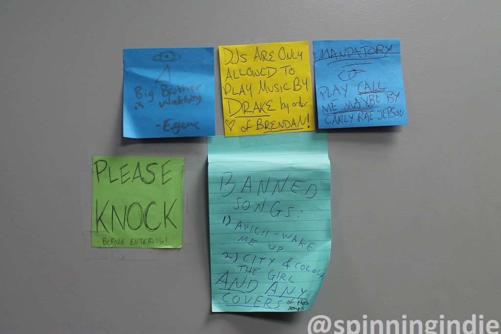 Post-its on wall of WHCS studio. Photo: J. Waits