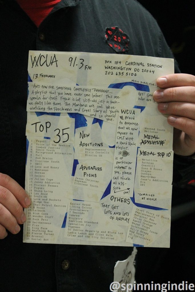 WCUA top 35 list from 1980s. Photo: J. Waits