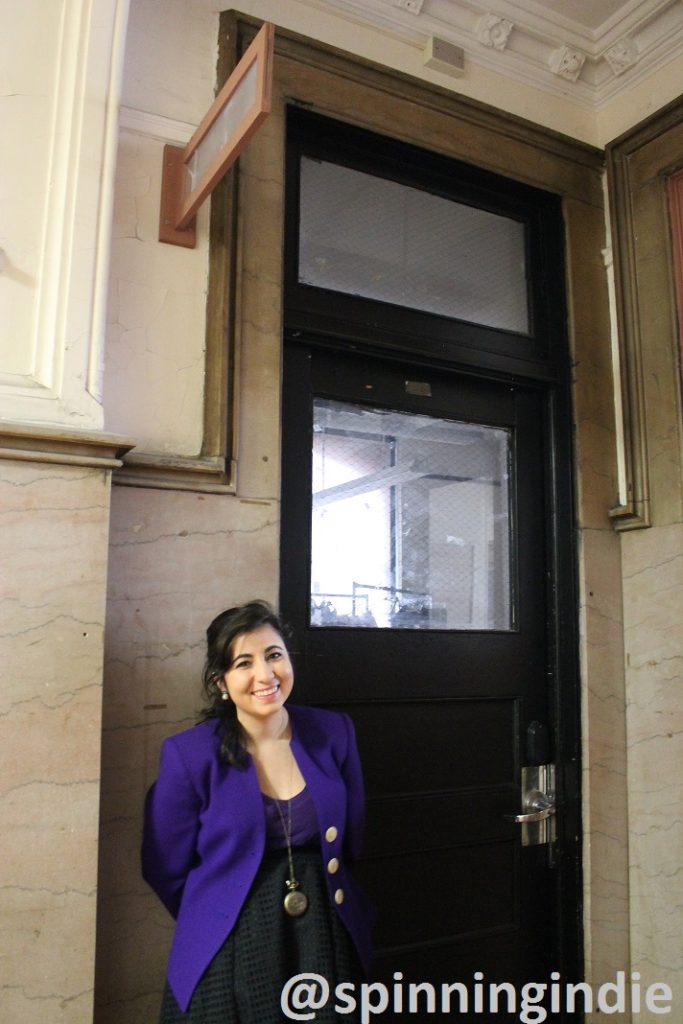 Sarah Settineri in front of the former home of WHCS. Photo: J. Waits