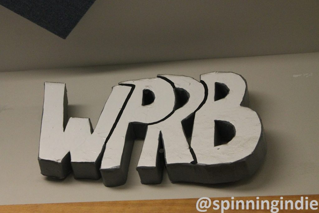 Leo Blais-crafted WPRB sign in the WPRB studio. Photo: J. Waits