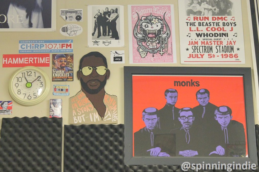Posters on wall of CHIRP Radio studio. Photo: J. Waits