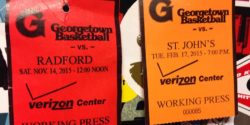 Press passes for sports broadcasters at college radio staiton WGTB. Photo: J. Waits