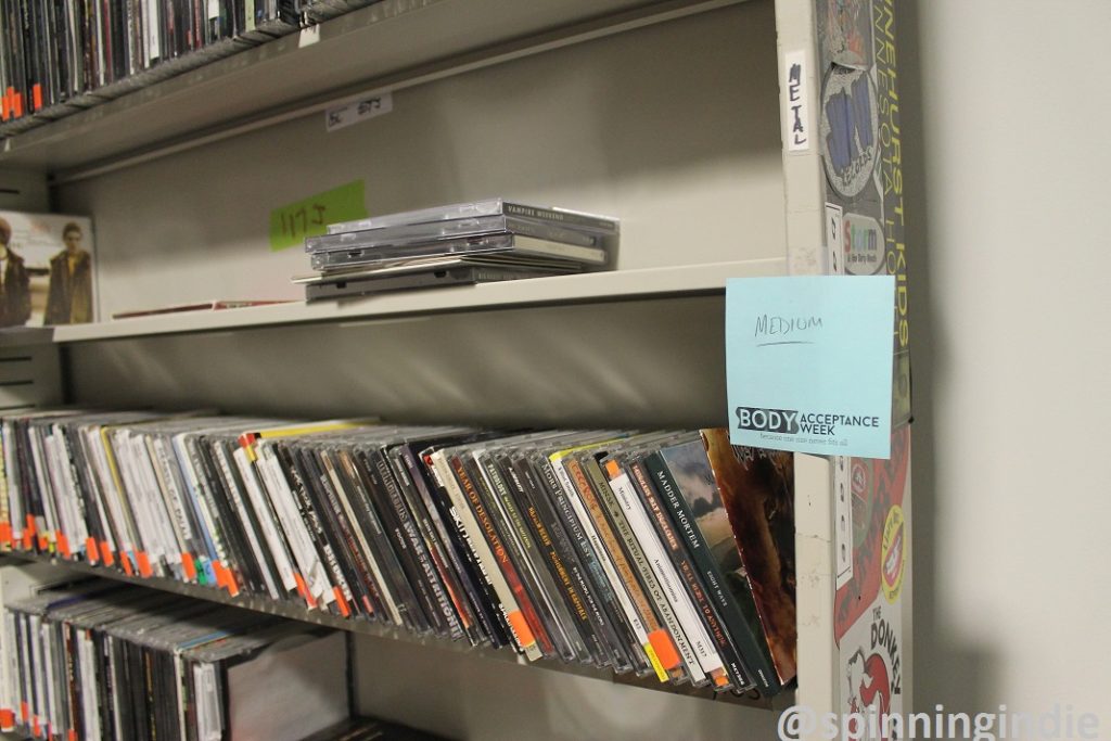 Medium rotation CDs in KCSU's on-air studio. Photo: J. Waits