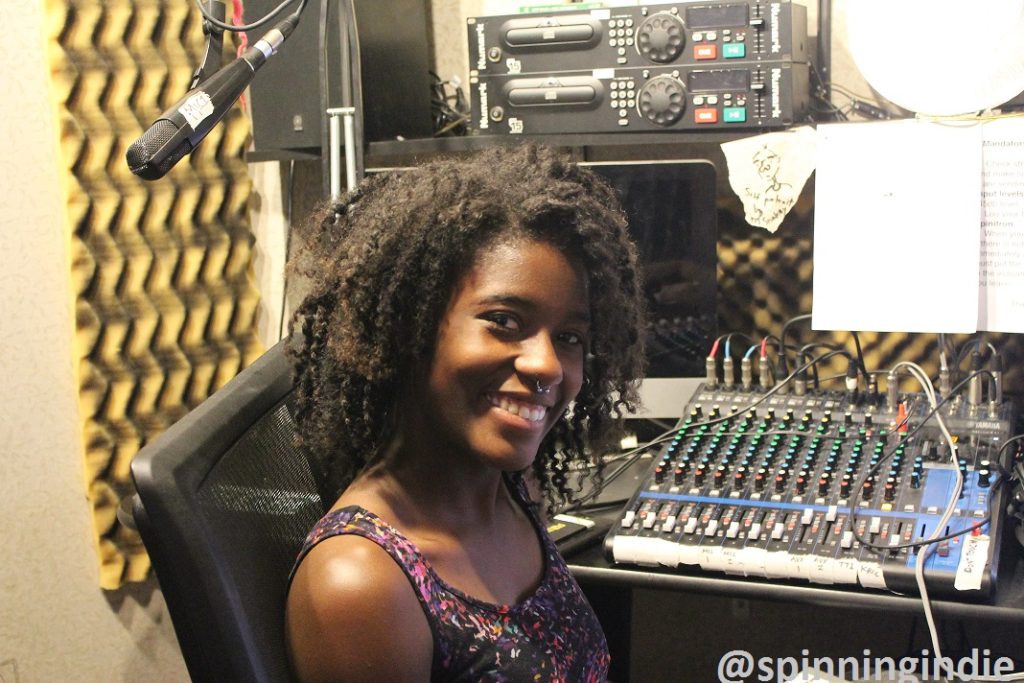 The SOCC's General Manager Eboni Statham in the college radio station's studio. Photo: J. Waits