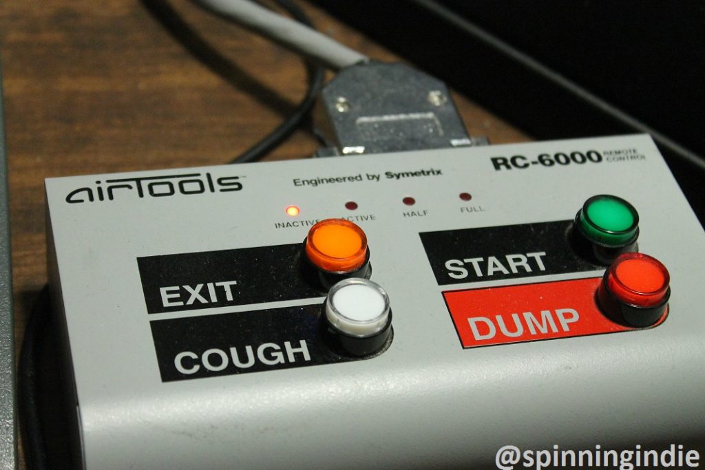 Dump button in KCSU studio. Photo: J. Waits