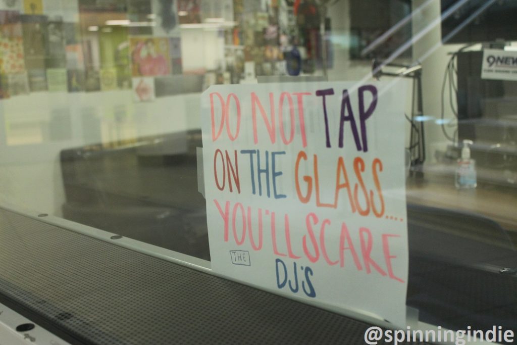 Do Not Tap on Glass sign at KCSU. Photo: J. Waits