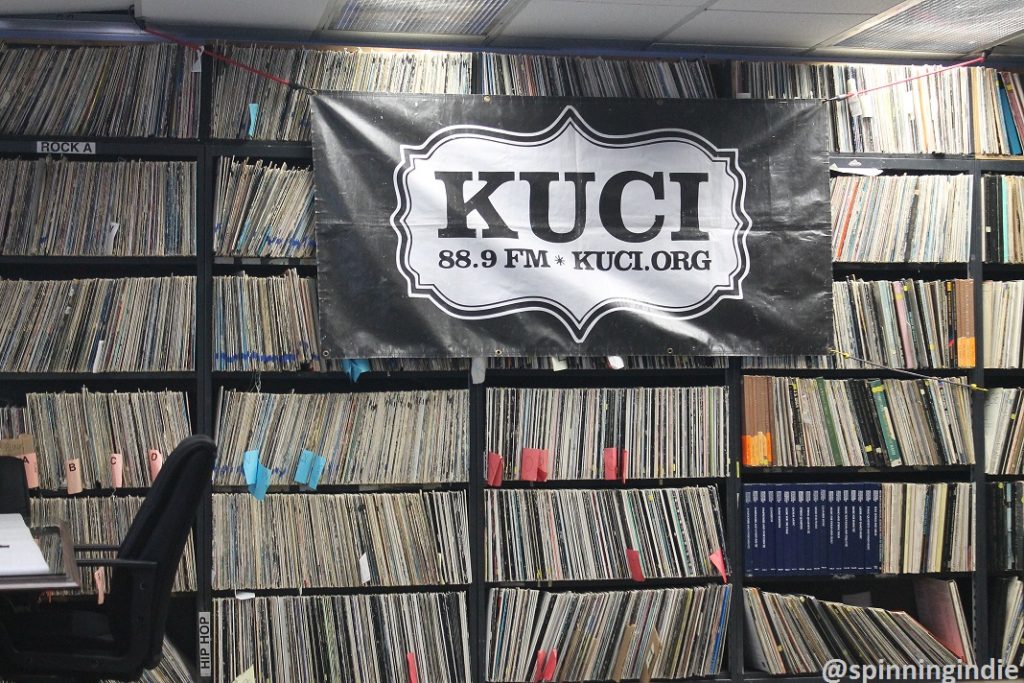 Vinyl LPs in lobby of college radio station KUCI. Photo: J. Waits