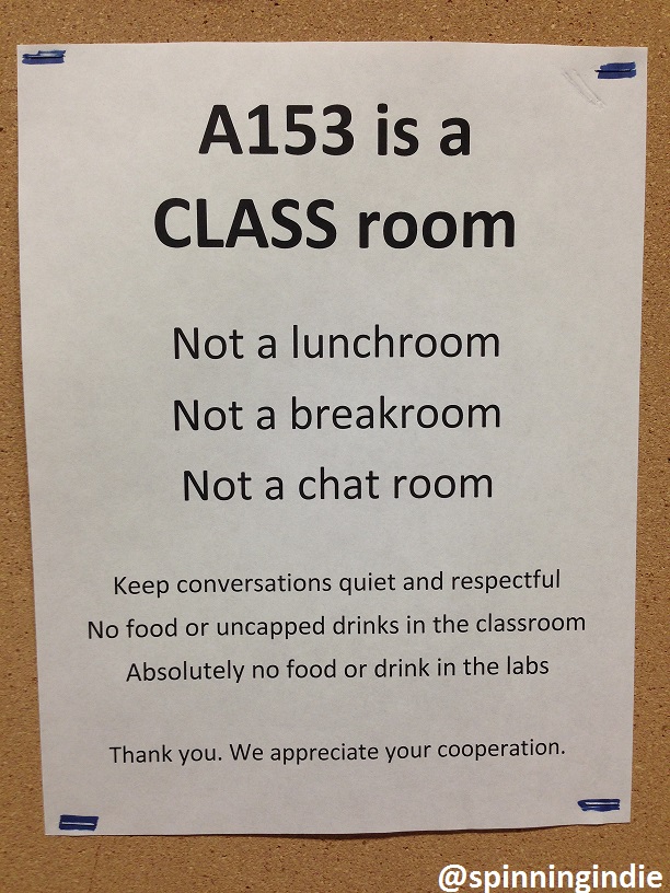 Class room sign in production studio area at the entrance to KEPC. Photo: J. Waits