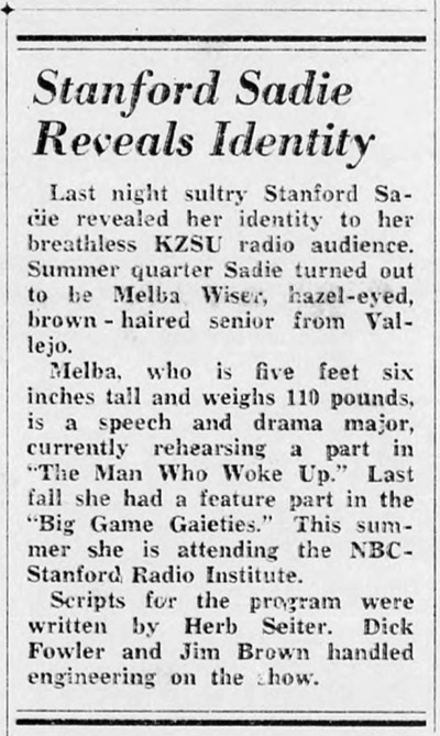 Story from The Stanford Daily, August 5, 1952