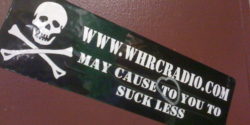 Sticker at college radio station WHRC. Photo: J. Waits
