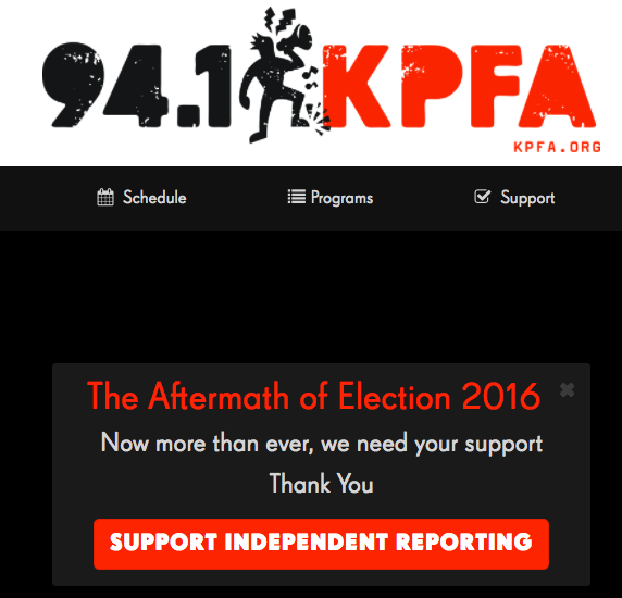 KPFA Trump coverage poster