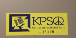 KPSQ sticker at the LPFM station. Photo: J. Waits