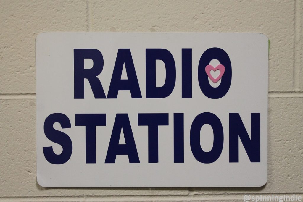 Radio station sign at college radio station WMWC. Photo: J. Waits