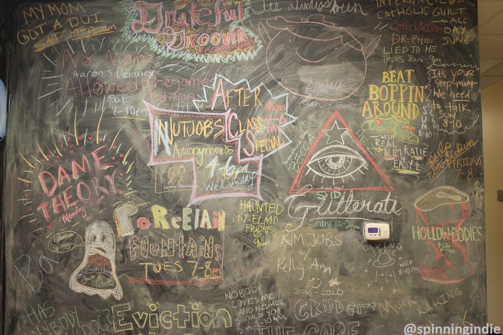 Chalkboard in WXJM lobby. Photo: J. Waits