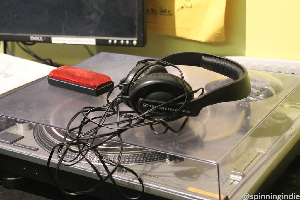 Turntable and headphones in WRIR studio. Photo: J. Waits