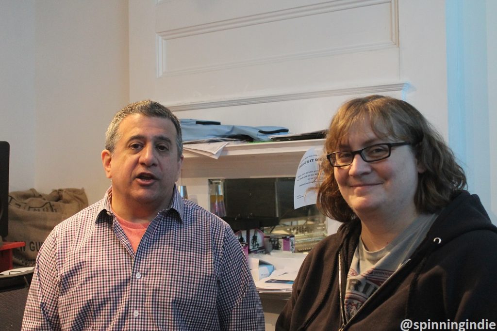 Bill Lupoletti and Anna Creech in the WRIR production studio. Photo: J. Waits