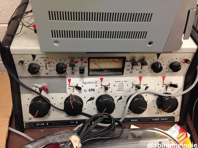 Vintage console at college radio station WMWC. Photo: J. Waits