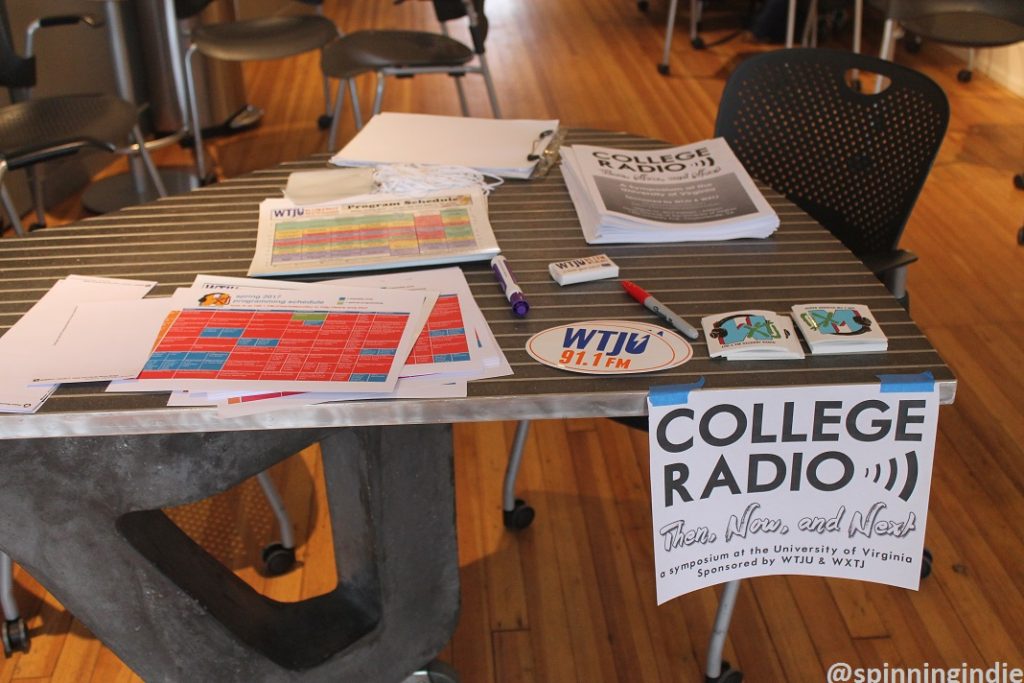 Table at entrance to College Radio: Then, Now and Next symposium. Photo: J. Waits