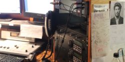 CD players, equipment in college radio station WXTJ's studio. Photo: J. Waits
