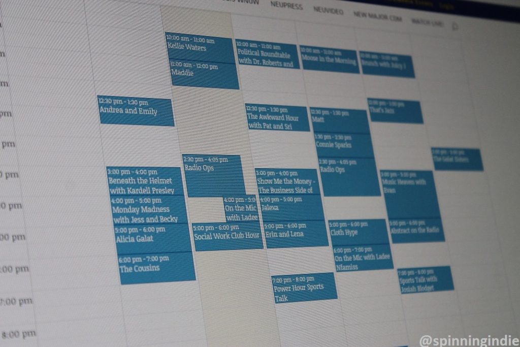 WNUW's schedule. Photo: J. Waits