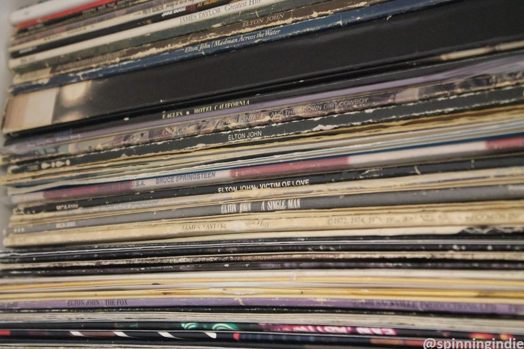 Vinyl LPs at WNUW-LP. Photo: J. Waits