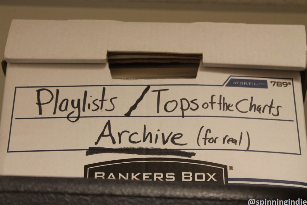 Box of playlists and top of the charts lists at WTJU. Photo: J. Waits