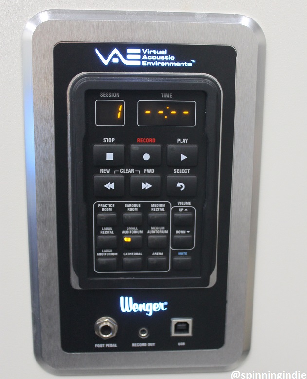 Wenger Virtual Acoustic Environment controls in sound room at Neumann Media. Photo: J. Waits